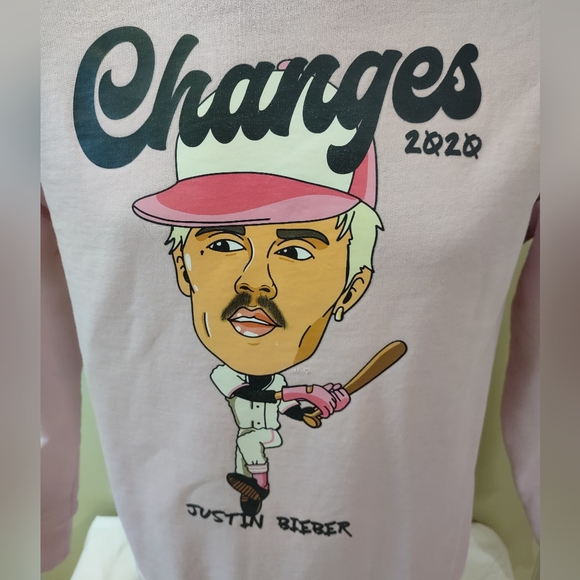 H&M Justin Bieber Light Pink Relaxed Fit Sweatshirt Changes 2020 Size XS - Picture 3 of 11